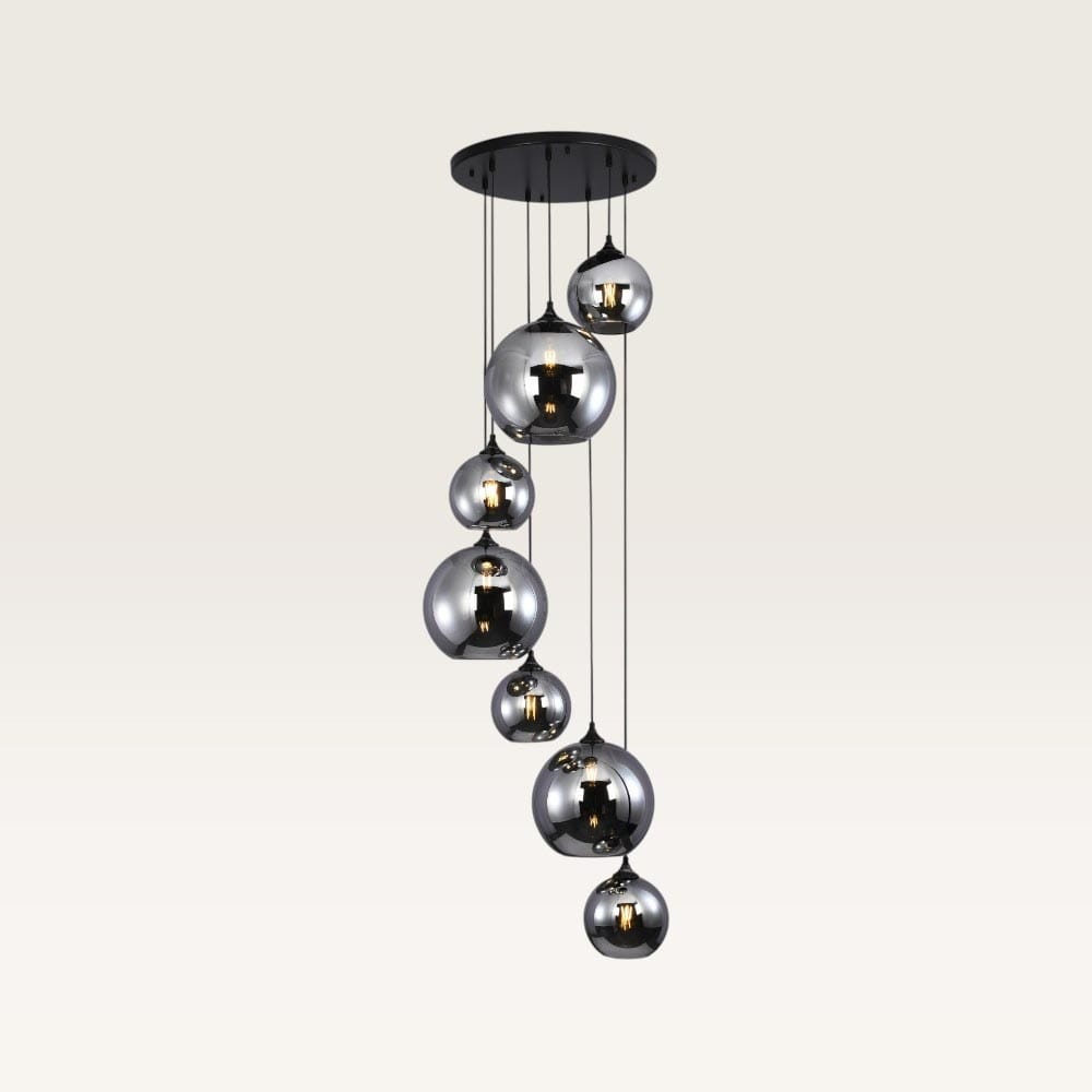 Hanglamp Arcylon vetro fumé VII - Zeven bollen van rookglas met een speels effect - Zonder lichtbron | LUSENZ