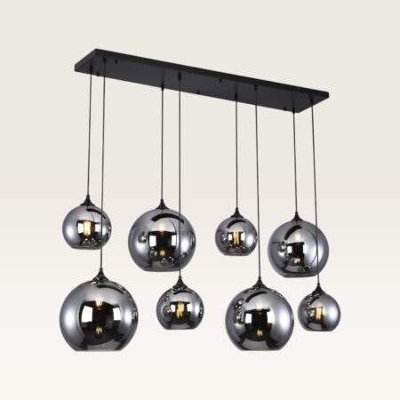 Hanglamp Arcylon vetro fumé VIII - Acht bollen van rookglas met een speels effect - Zonder lichtbron | LUSENZ
