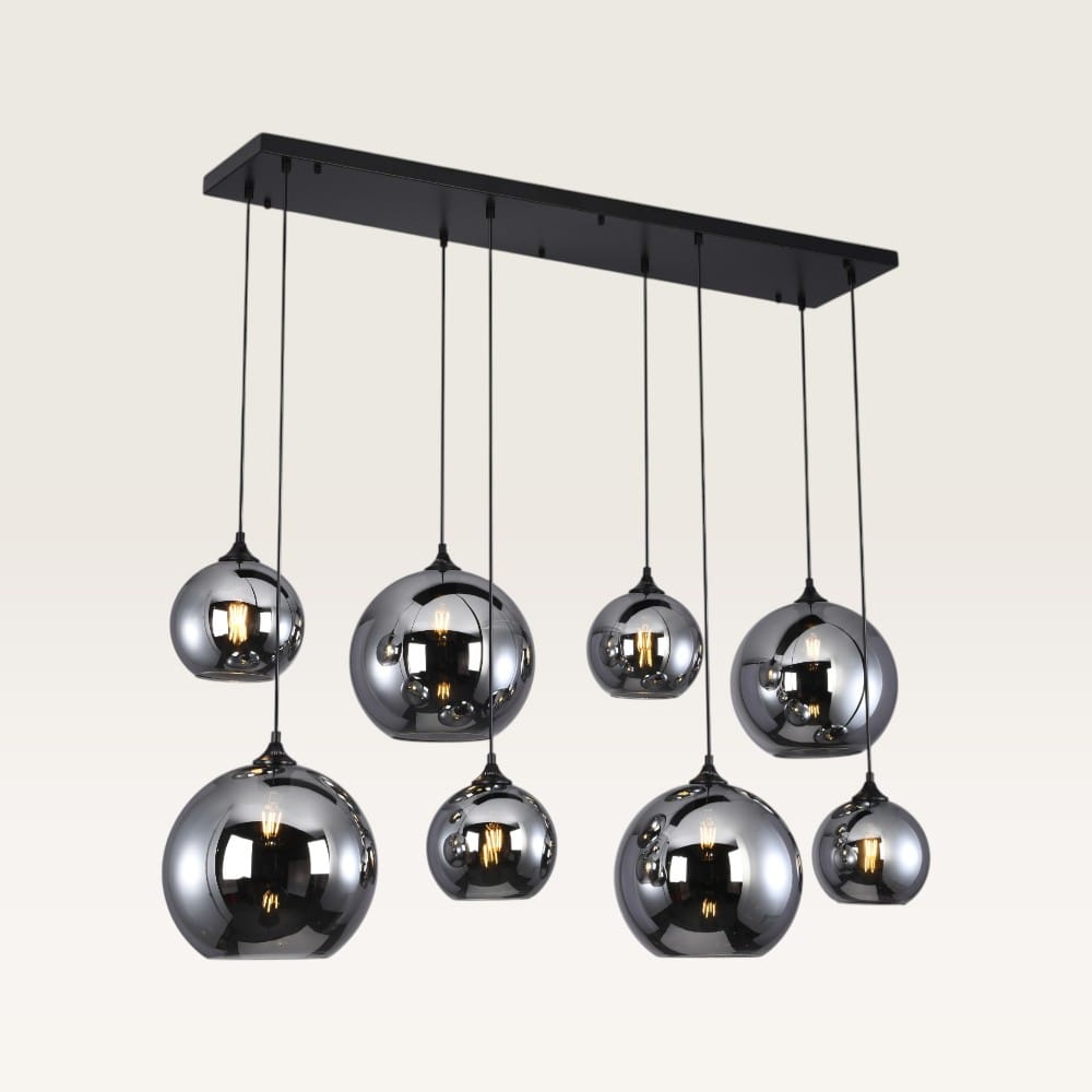 Hanglamp Arcylon vetro fumé VIII - Acht bollen van rookglas met een speels effect - Zonder lichtbron | LUSENZ