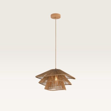 Hanglamp Avanta maronne tre - Bruine lamp van gevlochten papieren koord - Zonder lichtbron en voor binnen - Drielaags | LUSENZ