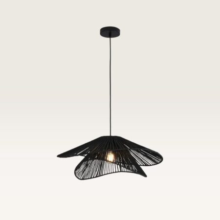 Hanglamp Avanta nero due - Zwarte lamp van gevlochten papieren koord - Zonder lichtbron en voor binnen - Tweelaags | LUSENZ