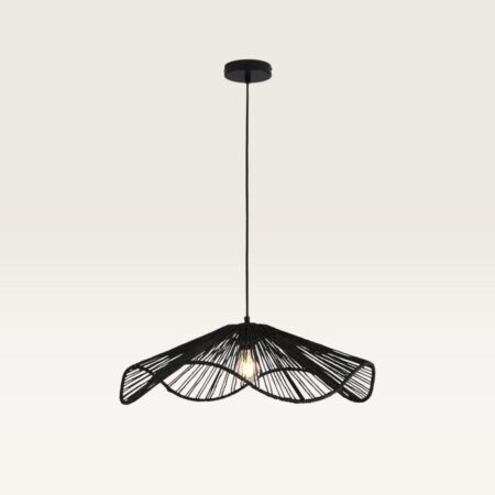 Hanglamp Avanta nero l - Zwarte lamp van gevlochten papieren koord - Zonder lichtbron en voor binnen | LUSENZ