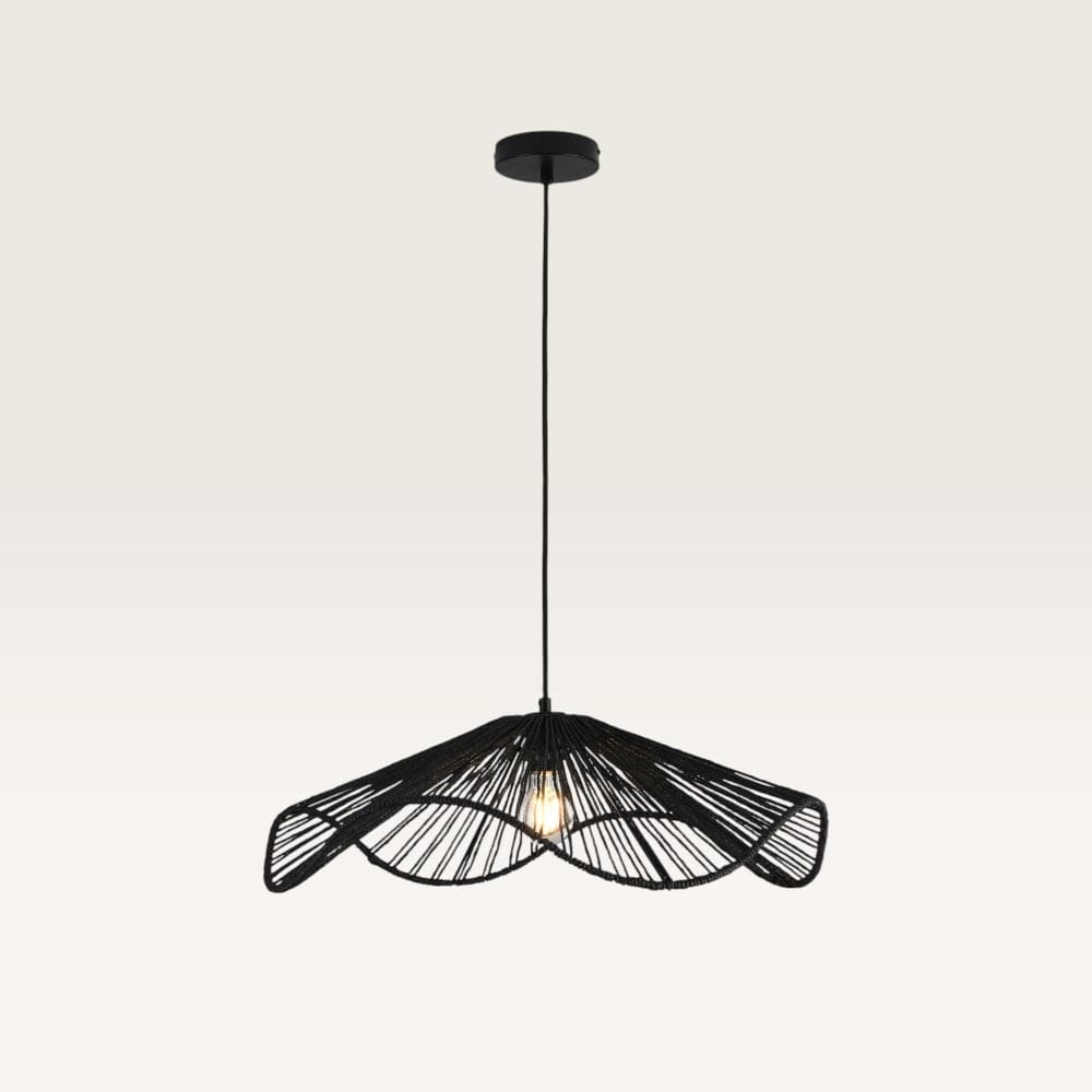 Hanglamp Avanta nero l - Zwarte lamp van gevlochten papieren koord - Zonder lichtbron en voor binnen | LUSENZ