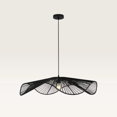 Hanglamp Avanta nero xl - Zwarte lamp van gevlochten papieren koord - Zonder lichtbron en voor binnen - Grotere variant | LUSENZ