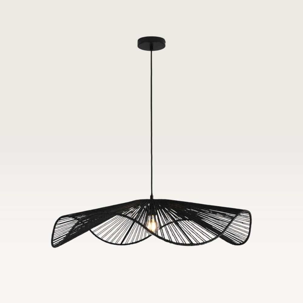 Hanglamp Avanta nero xl - Zwarte lamp van gevlochten papieren koord - Zonder lichtbron en voor binnen - Grotere variant | LUSENZ