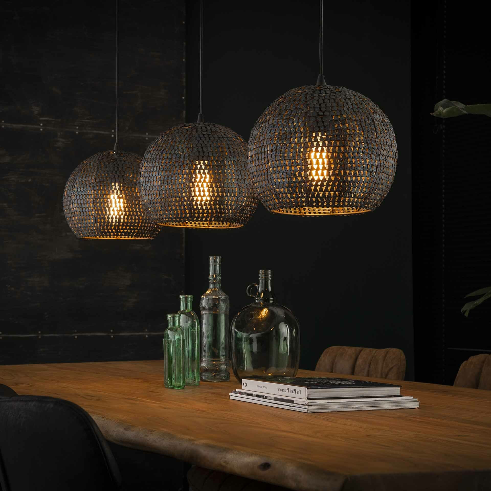 Hanglamp Goran 3-lamps - Zwart bruin | LifestyleFurn