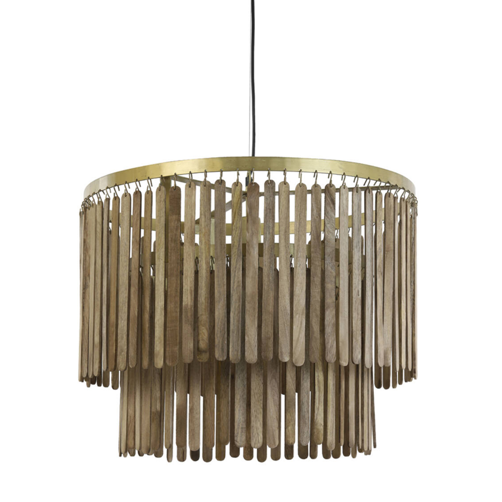 Hanglamp Gularo hout antiek brons L |