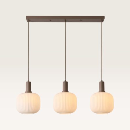 Hanglamp Iguazu Sphere taupe - Taupe en gebroken wit - Drie bollen van handgemaakt opaalglas - Zonder lichtbron | LUSENZ
