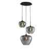 Hanglamp Mayson glas smoke - mat zwart rond |