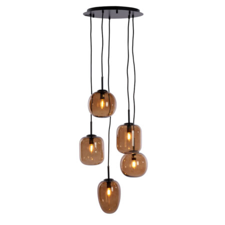 Hanglamp Mezza glas bruin 5L | Light & Living