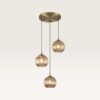 Hanglamp Ovale pendente ambra III - Drie bollen van geribbeld amberkleurig glas met een speels effect - Zonder lichtbron | LUSENZ
