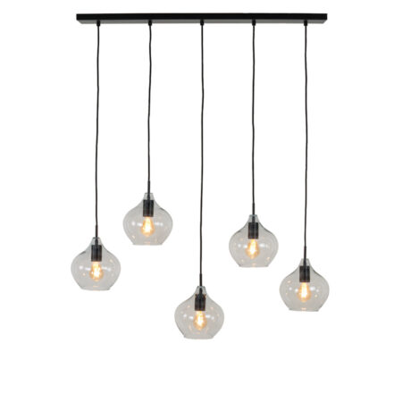 Hanglamp Rakel mat zwart + helder | Light & Living
