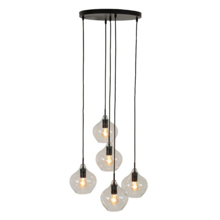 Hanglamp Rakel mat zwart + helder rond |
