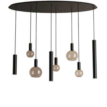 Hanglamp Riva ovaal zwart 8 lichts | ZTAHL