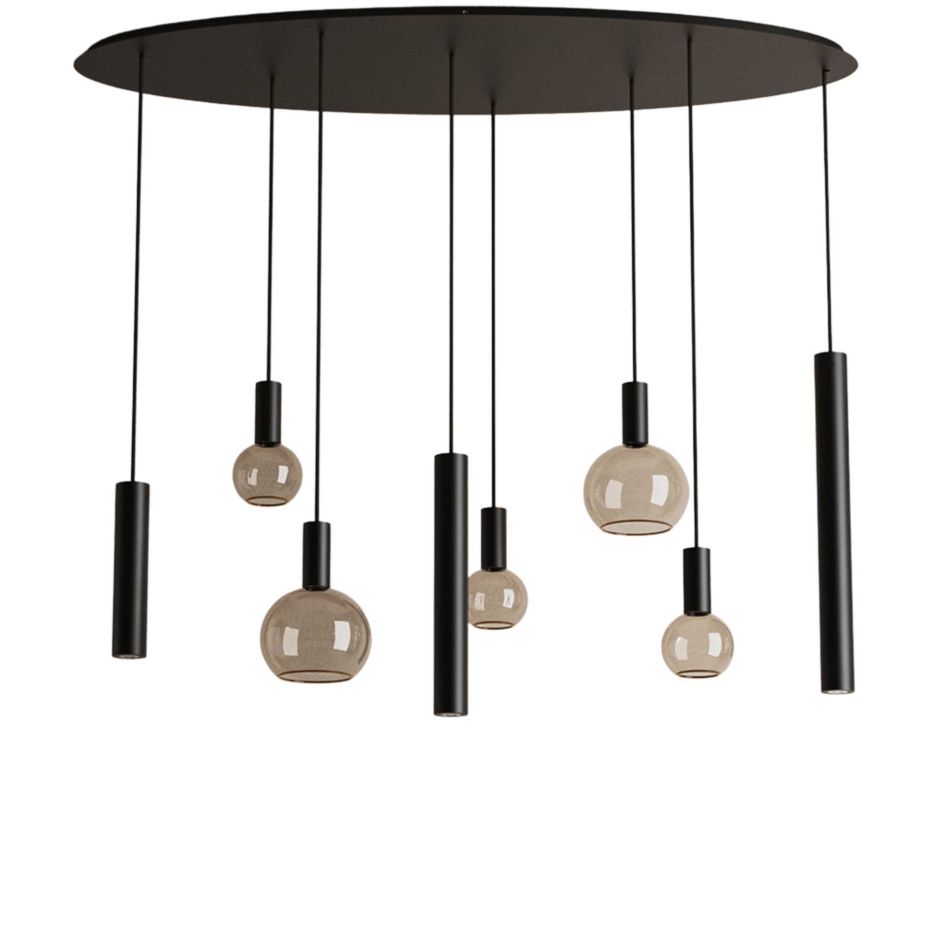 Hanglamp Riva ovaal zwart 8 lichts | ZTAHL