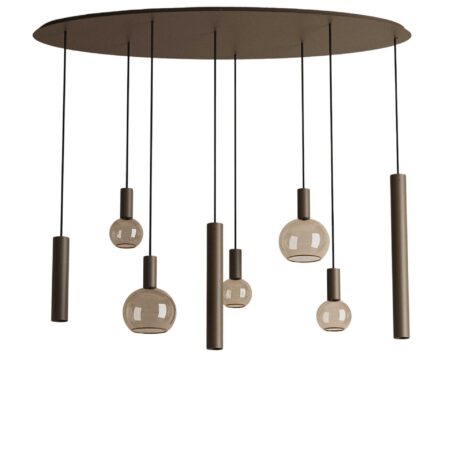 Hanglamp Riva ovaal zwart 8 platinum | ZTAHL