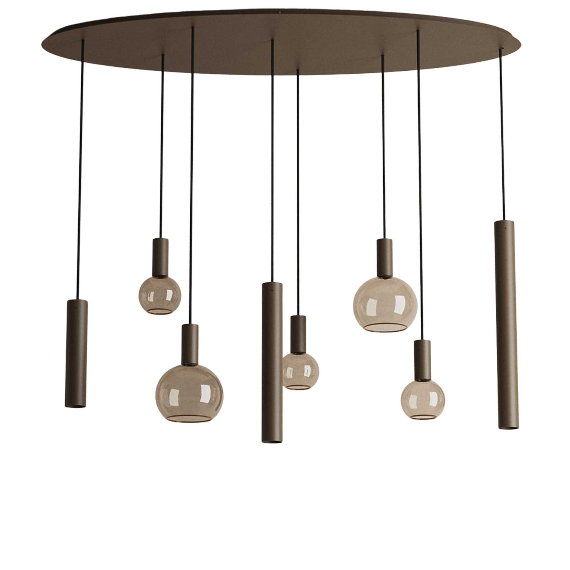 Hanglamp Riva ovaal zwart 8 platinum | ZTAHL