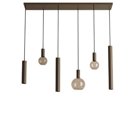 Hanglamp Riva recht 6 lichts platinum | ZTAHL