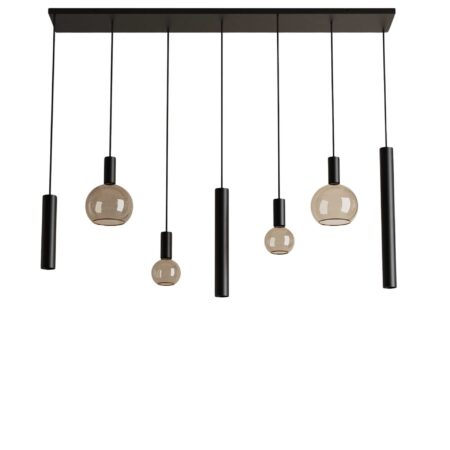 Hanglamp Riva recht 7 lichts zwart | ZTAHL