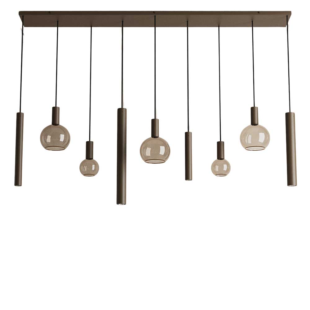 Hanglamp Riva recht 9 lichts platinum | ZTAHL