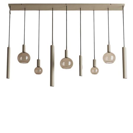 Hanglamp Riva recht 9 lichts quartz | ZTAHL