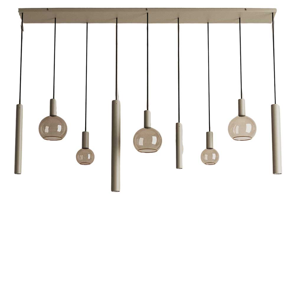 Hanglamp Riva recht 9 lichts quartz | ZTAHL