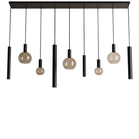 Hanglamp Riva recht 9 lichts zwart | ZTAHL