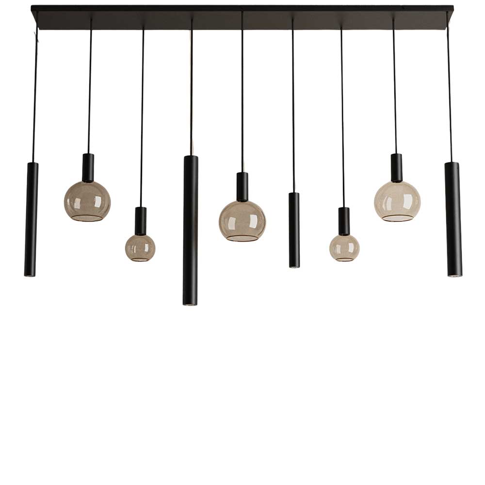 Hanglamp Riva recht 9 lichts zwart | ZTAHL