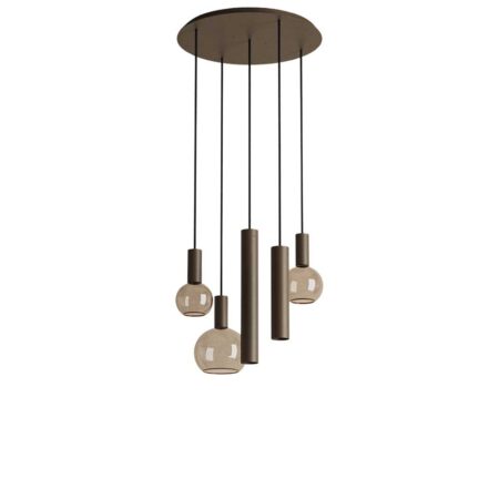 Hanglamp Riva rond 5 lichts platinum | ZTAHL