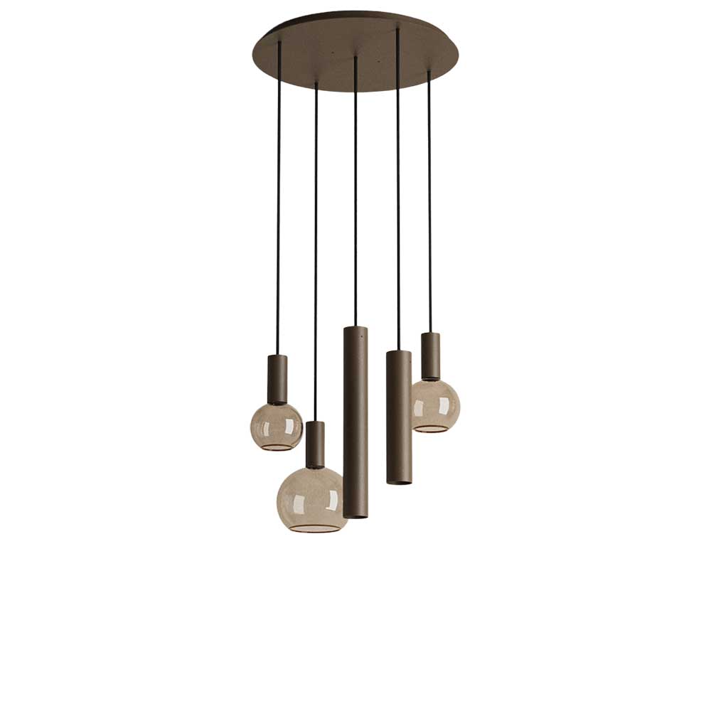 Hanglamp Riva rond 5 lichts platinum | ZTAHL