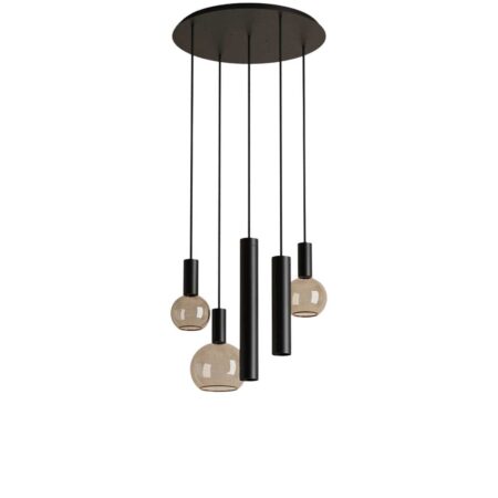 Hanglamp Riva rond 5 lichts zwart | ZTAHL
