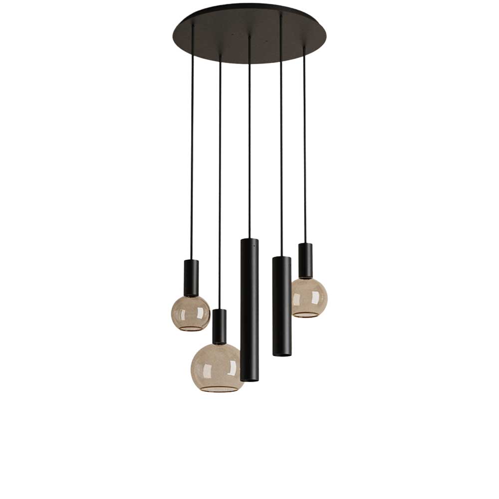 Hanglamp Riva rond 5 lichts zwart | ZTAHL