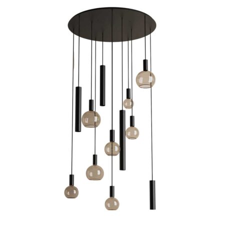 Hanglamp Riva rond 8 lichts zwart | ZTAHL