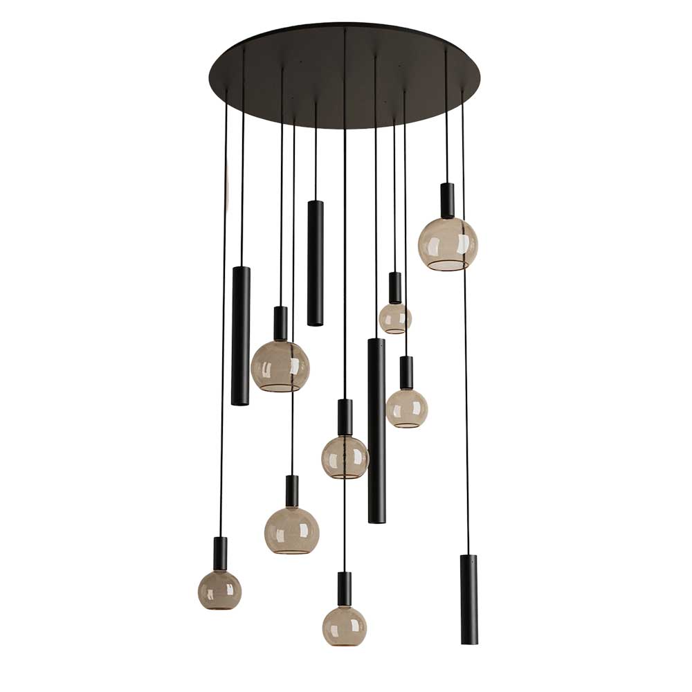 Hanglamp Riva rond 8 lichts zwart | ZTAHL