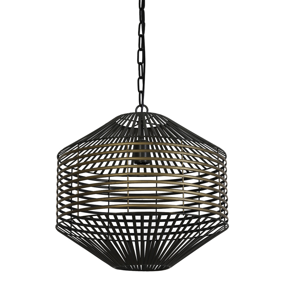 Hanglamp Selena antiek brons + mat zwart |
