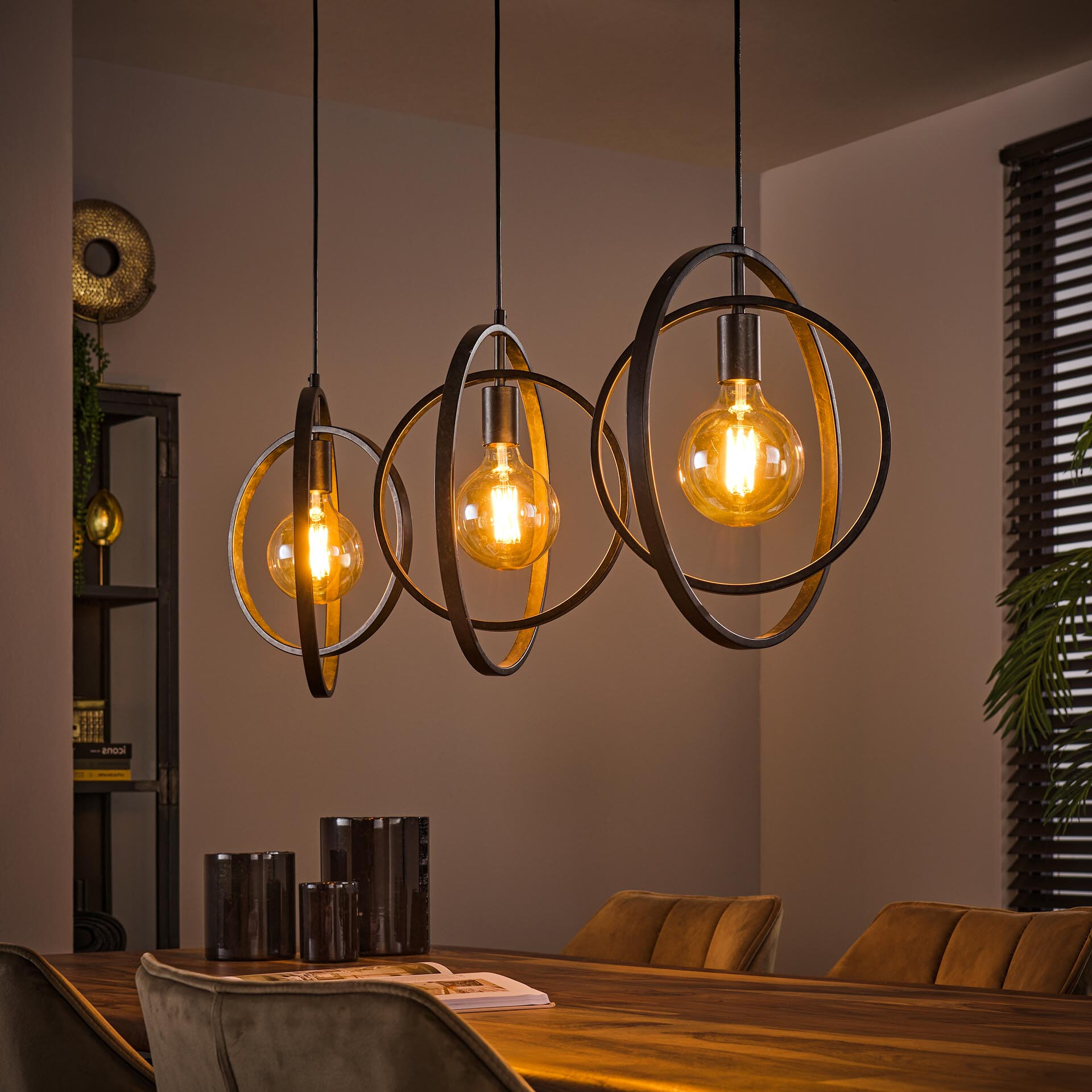 Hanglamp Tricia 3-lamps - Charcoal | LifestyleFurn