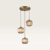 Hanglamp Virello ambra pendente - Drie bollen van geribbeld amberkleurig glas met een speels effect - Zonder lichtbron | LUSENZ