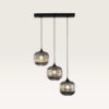 Hanglamp Virello vetro fumé IIl - Drie bollen van geribbeld rookglas met een speels effect - Zonder lichtbron | LUSENZ