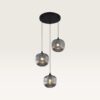 Hanglamp Virello vetro fumé pendente - Drie bollen van geribbeld rookglas met een speels effect - Zonder lichtbron | LUSENZ