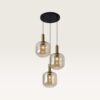 Hanglamp Xirena ambra III - Drie bollen van amberkleurig glas met een speels effect - Zonder lichtbron | LUSENZ