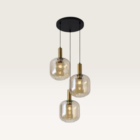 Hanglamp Xirena ambra III - Drie bollen van amberkleurig glas met een speels effect - Zonder lichtbron | LUSENZ