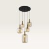 Hanglamp Xirena ambra V - Vijf bollen van amberkleurig glas met een speels effect - Zonder lichtbron | LUSENZ