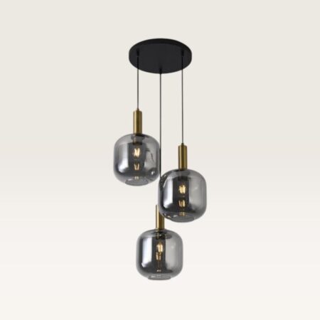 Hanglamp Xirena vetro fumé III - Drie bollen van rookglas met een speels effect - Zonder lichtbron | LUSENZ