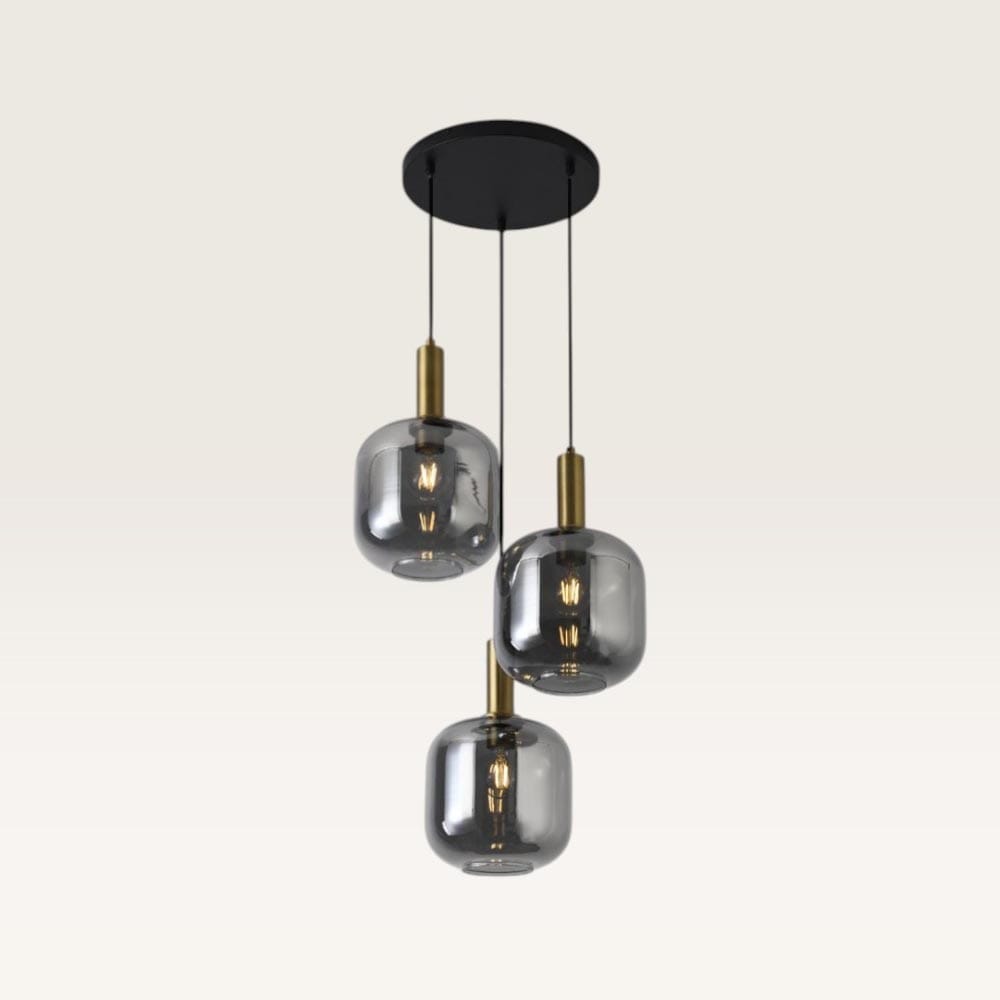Hanglamp Xirena vetro fumé III - Drie bollen van rookglas met een speels effect - Zonder lichtbron | LUSENZ