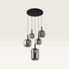 Hanglamp Xirena vetro fumé V - Vijf bollen van rookglas met een speels effect - Zonder lichtbron | LUSENZ