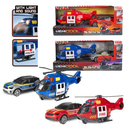 Helikopter 20cm +L-G met auto 12cm 2ass | Toi-Toys