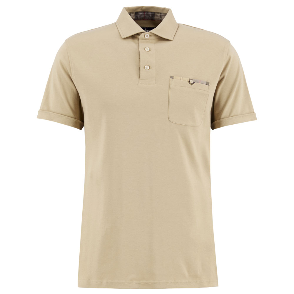 Heren Polo Tailored Premium Corpatch Washed Stone | Barbour