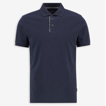 Heren Polo Tailored Preston Tartan Trim Navy | Barbour
