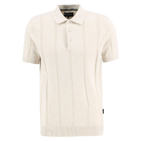 Heren Polo knitted Wellburn Oatmeal | Barbour