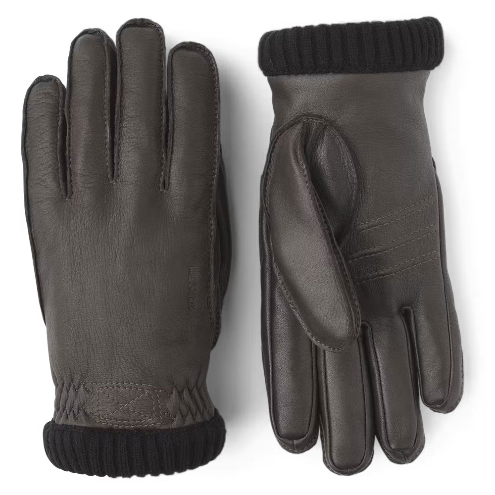 Heren handschoen Deerskin Primaloft Rib dk bruin | Hestra